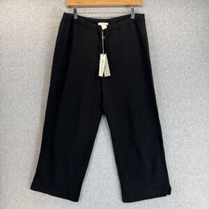 Mod-O-Doc Cropped‎ Pants Wide Leg Casual Drawstring Black Capris Size Medium NWT